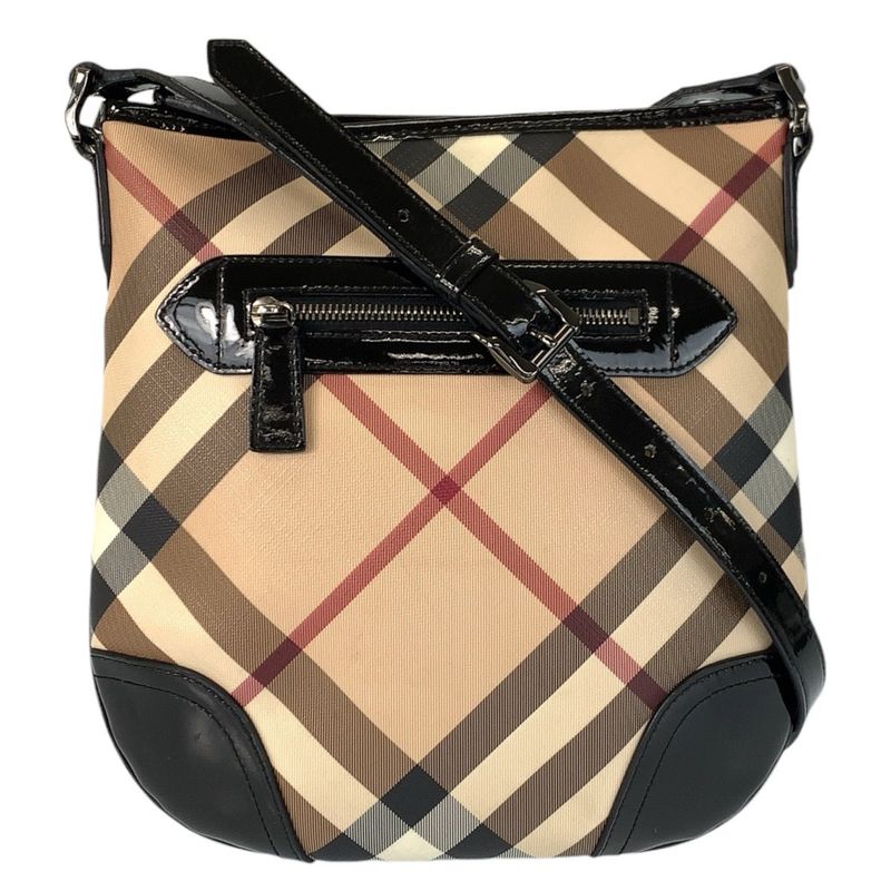 Burberry Check Pattern Pvc Patent Leather Shoulder Bag